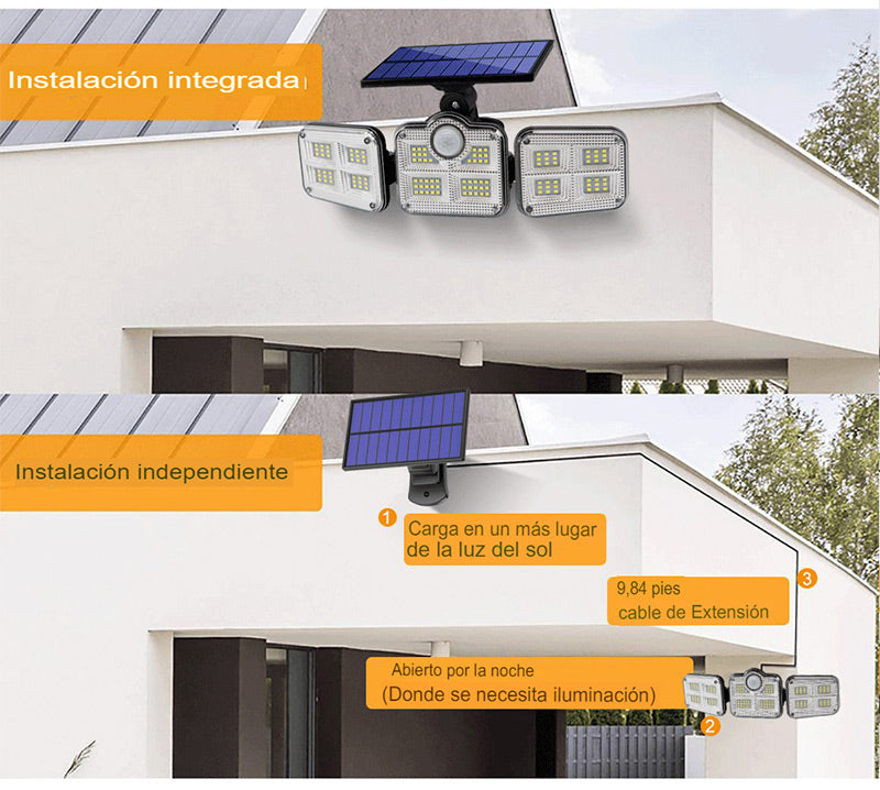 Foco LED Solar con 3 Cabezales 800W - EcoRayo®