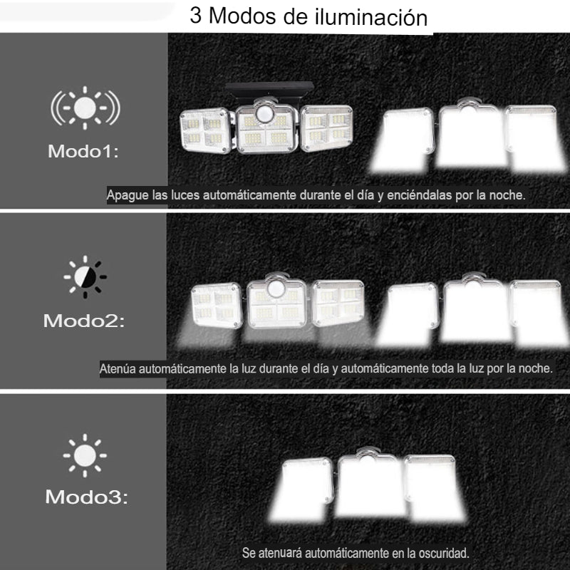 Foco LED Solar con 3 Cabezales 800W - EcoRayo®