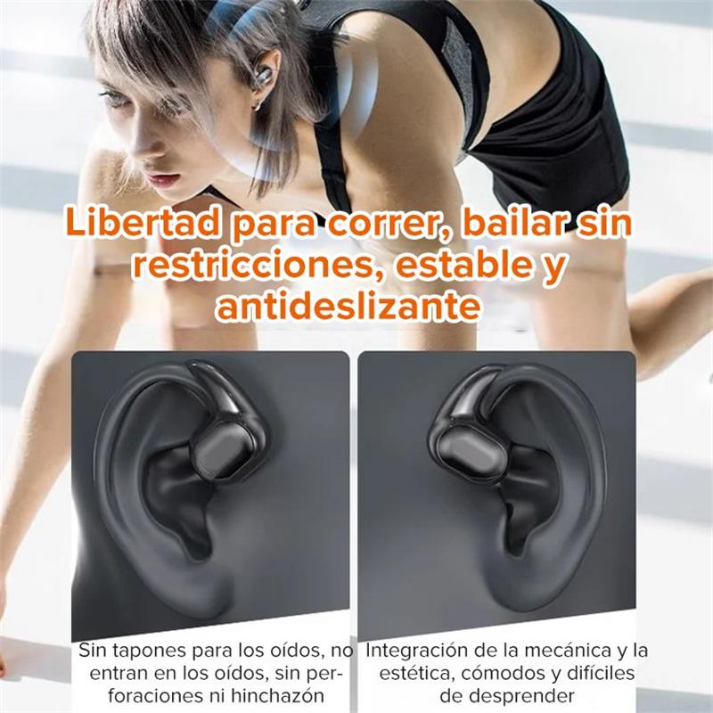 99H de duración, auriculares Bluetooth de conducción ósea con gancho para la oreja real.